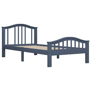 vidaXL Lovos rėmas, pilkos spalvos, 100x200cm, pu&scaron;ies medienos masyvas