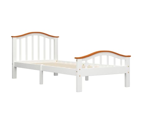 vidaXL Bed Frame White and Oak Solid Pinewood 90x200 cm