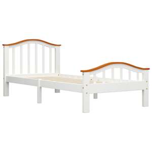 vidaXL Lovos rėmas, baltos ir ąžuolo spalvos, 90x200cm, pu&scaron;ies masyvas