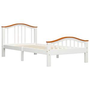 vidaXL Lovos rėmas, baltas ir ąžuolo, 100x200cm, pu&scaron;ies masyvas