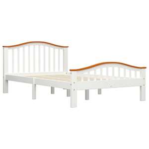 vidaXL Lovos rėmas, baltas ir ąžuolo, 120x200cm, pu&scaron;ies masyvas