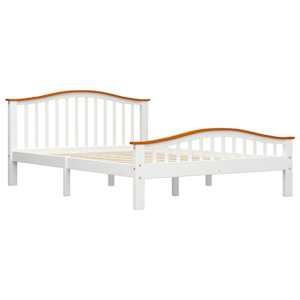 vidaXL Lovos rėmas, balta ir ąžuolo, 140x200cm, pušies masyvas