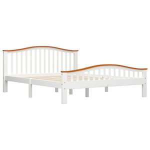 vidaXL Lovos rėmas, baltas ir ąžuolo, 160x200cm, pušies masyvas