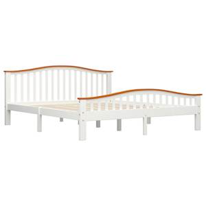 vidaXL Lovos rėmas, baltas ir ąžuolo, 180x200cm, pu&scaron;ies masyvas