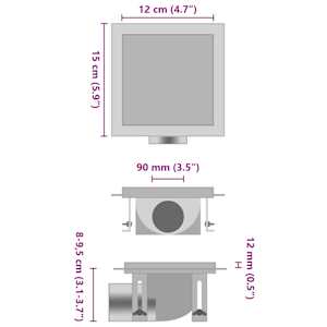 vidaXL Dusjavløp 2-i-1 flatt og sluk for flis 15x15 cm rustfritt stål
