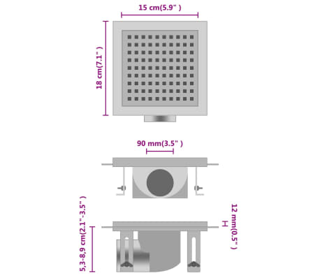 vidaXL Sprchový odtok 18x18 cm nehrdzavejúca oceľ
