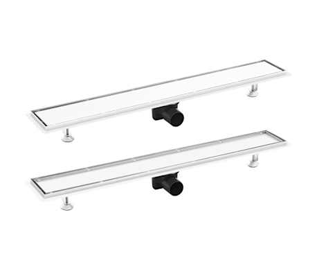 vidaXL Dusjavløp med 2-i-1 sluk 83x14 cm rustfritt stål