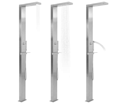 vidaXL Outdoor Shower Rainfall Handheld Stainless Steel Square Poolside