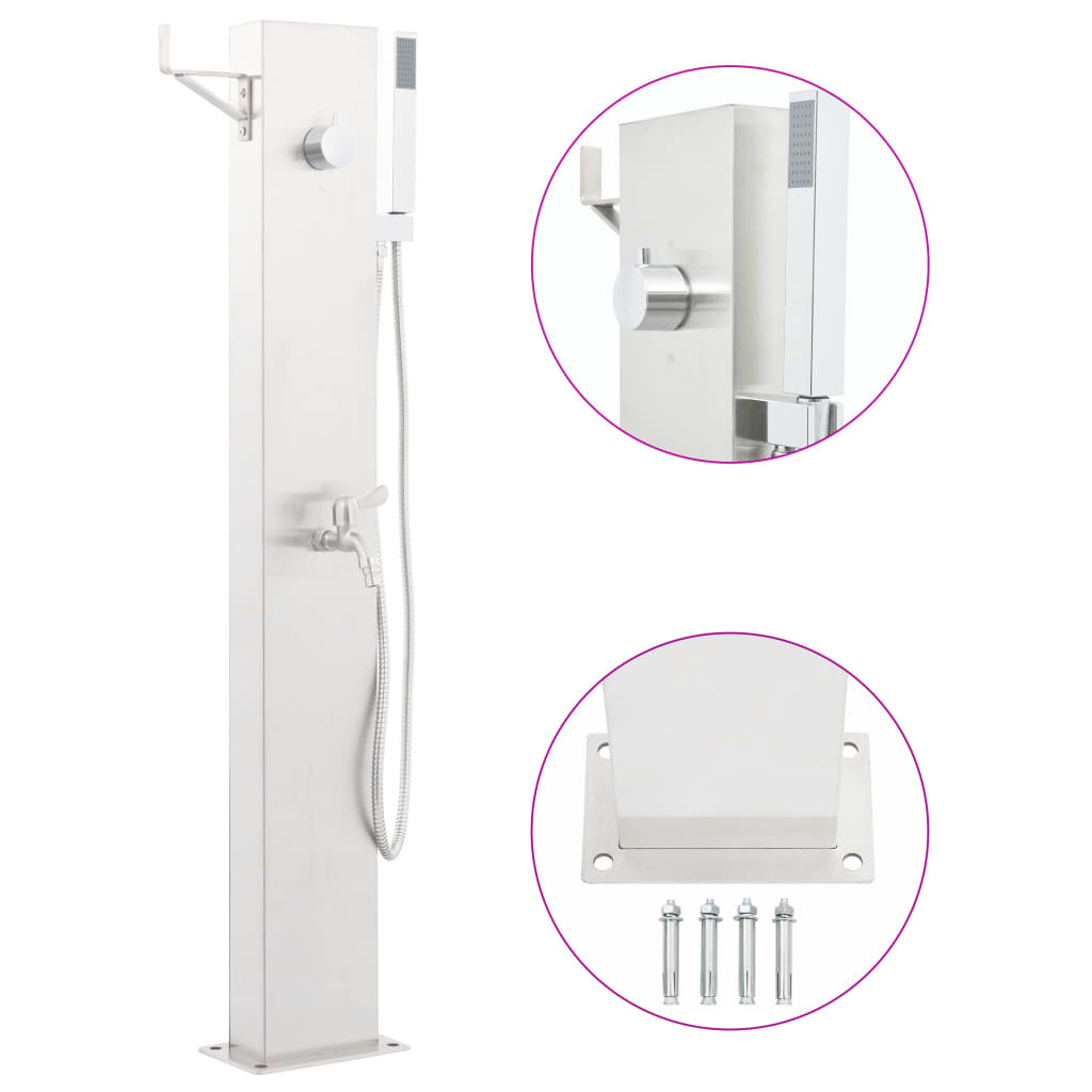 vidaXL Robinet de duș pentru grădină, 110 cm, oțel inoxidabil