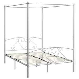 vidaXL Himmelsengeramme hvit metall 140x200 cm
