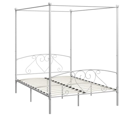 vidaXL Himmelsengeramme hvit metall 160x200 cm