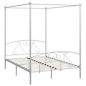 vidaXL Himmelsengeramme hvit metall 160x200 cm
