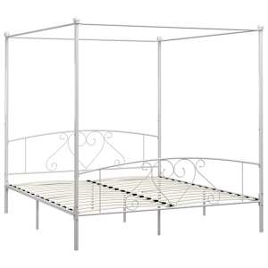 Rám postele s nebesy bílý kovový 200 x 200 cm - obrázek 2