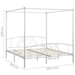 Rám postele s nebesy bílý kovový 200 x 200 cm - obrázek 5