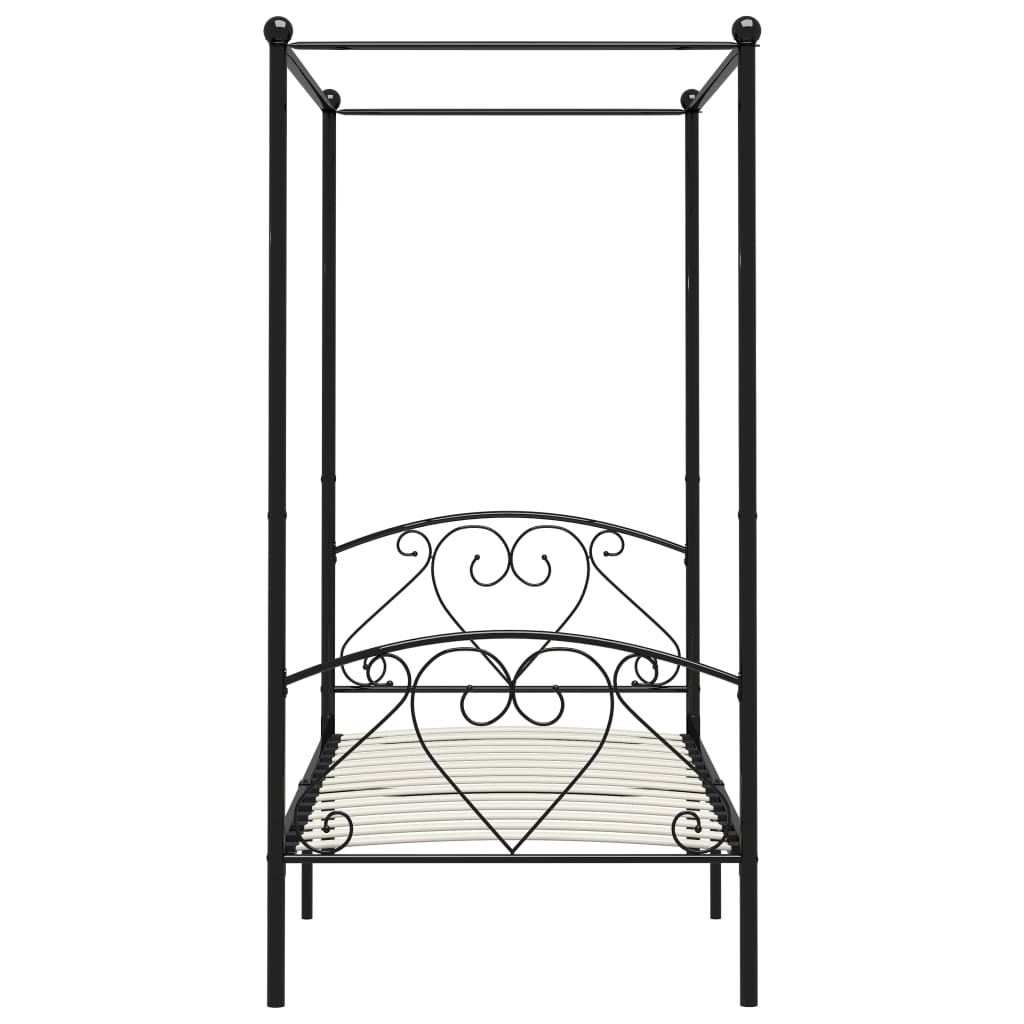 Letto A Baldacchino Nero In Metallo 90x200 Cm VidaXL 14 width=274