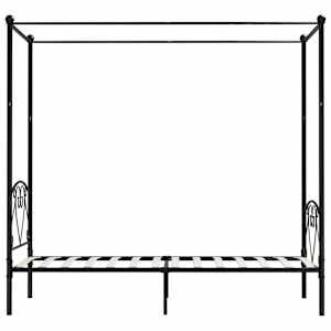 Rám postele s nebesy černý kovový 100 x 200 cm - obrázek 4