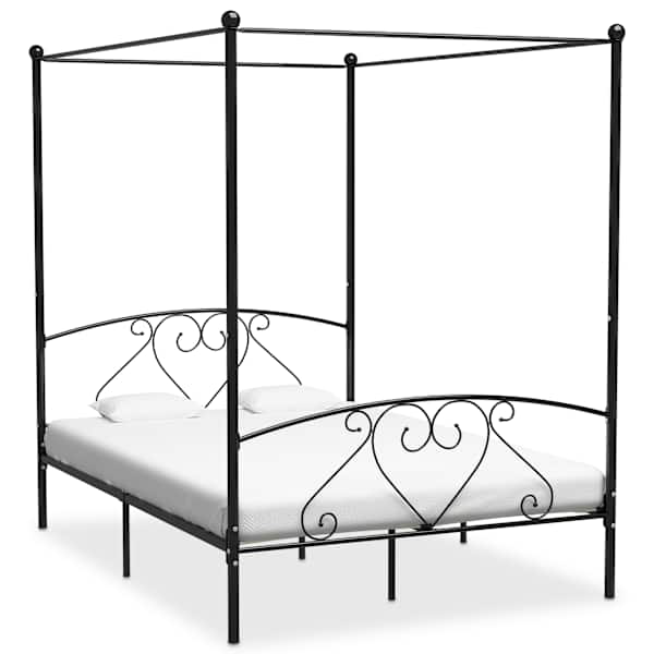vidaXL baldahhiiniga voodiraam, must, metall, 140 x 200 cm