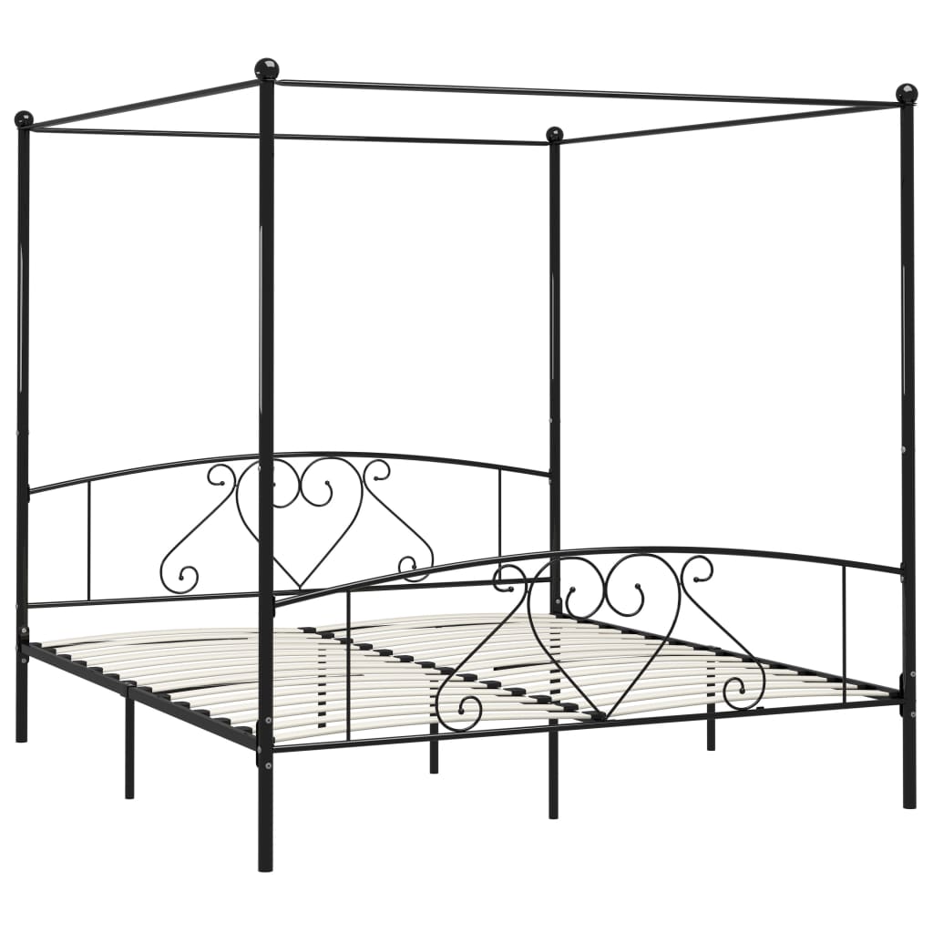 

vidaXL Hemelbedframe metaal zwart 200x200 cm