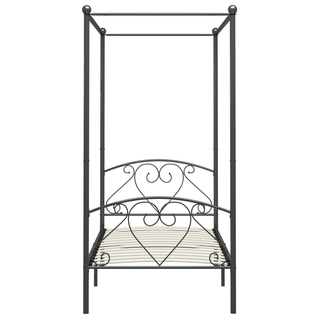 Thumbnail - vidaXL Himmelbett-Gestell Grau Metall 100 x 200 cm