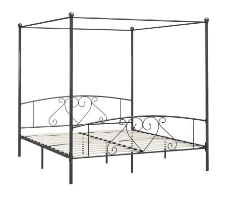 vidaXL Himmelbett-Gestell Grau Metall 200 x 200 cm
