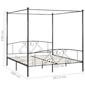 Rám postele s nebesy šedý kovový 200 x 200 cm - obrázek 5