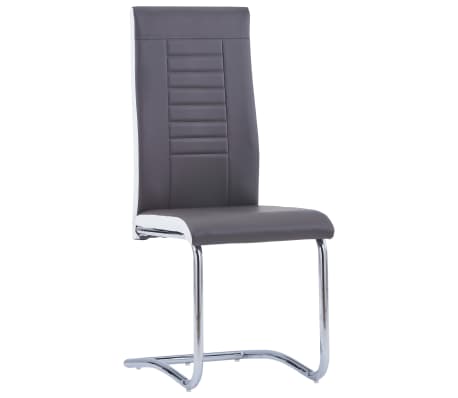 vidaXL Конзолни трапезни столове, 6 бр, сиви, изкуствена кожа