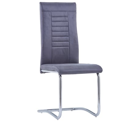 vidaXL Chaises à manger cantilever lot de 6 gris similicuir daim