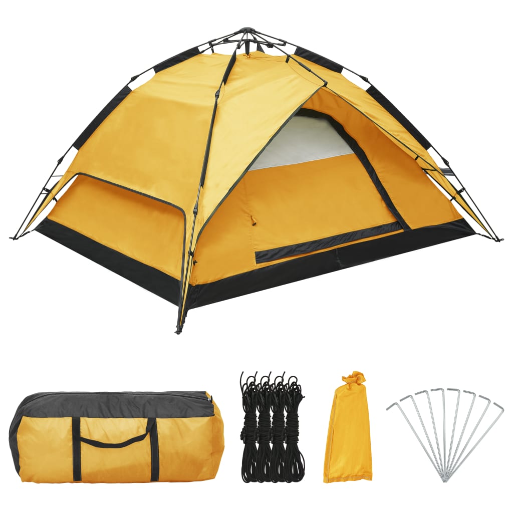 vidaXL Pop-up campingtält 2-3 personer 240x210x140 cm gul