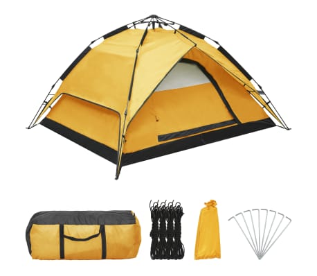 vidaXL izmetamā dizaina telts, 2-3 personām, 240x210x140 cm, dzeltena