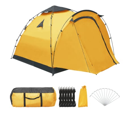 vidaXL Pop up палатка за къмпинг, 3-местна, жълта
