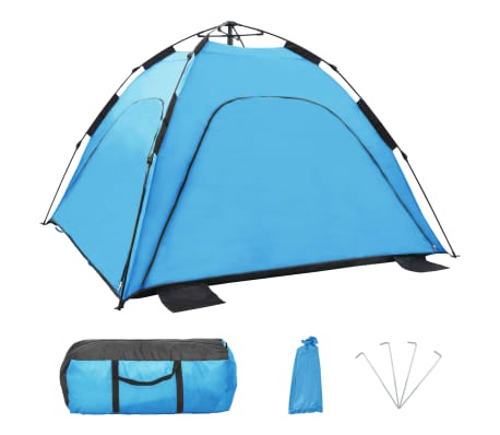 vidaXL izmetamā dizaina pludmales telts, 220x220x160 cm, zila