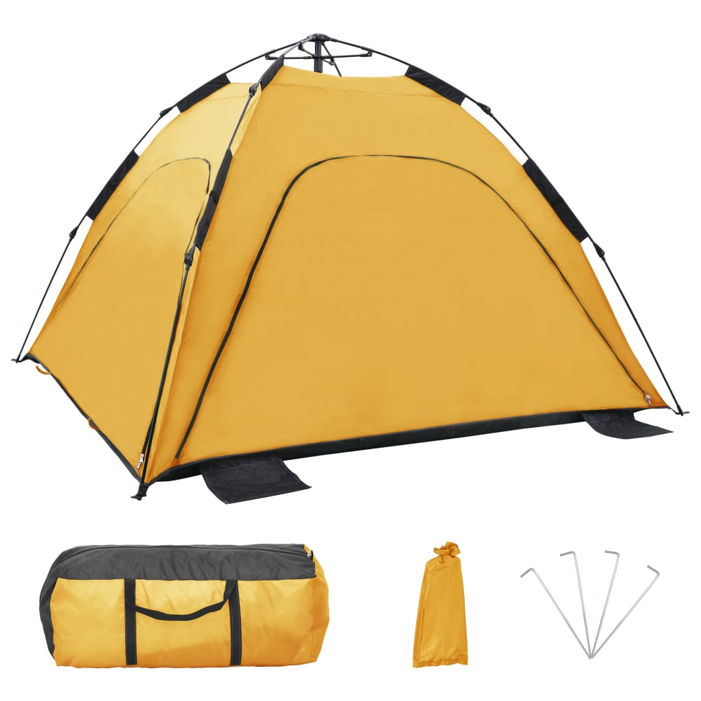 vidaXL izmetamā dizaina pludmales telts, 220x220x160 cm, dzeltena