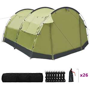 vidaXL Tunelinė stovyklavimo palapinė, žalios spalvos, keturvietė