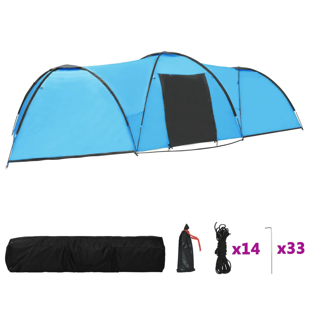 Cort camping tip iglu, 8 persoane, albastru, 650x240x190 cm