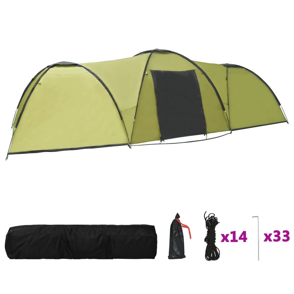 Cort camping tip iglu, 8 persoane, verde, 650 x 240 x 190 cm