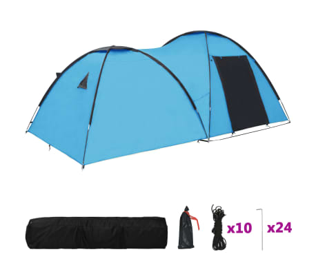 vidaXL Tente igloo de camping 450x240x190 cm 4 personnes Bleu