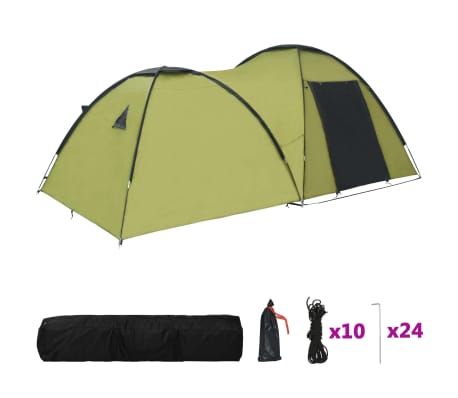 vidaXL Tenda Igloo da Campeggio 450x240x190 cm per 4 Persone Verde