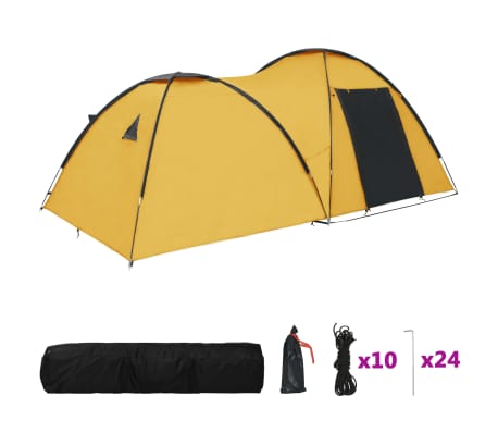 vidaXL Šator za kampiranje 450 x 240 x 190 cm za 4 osobe žuti