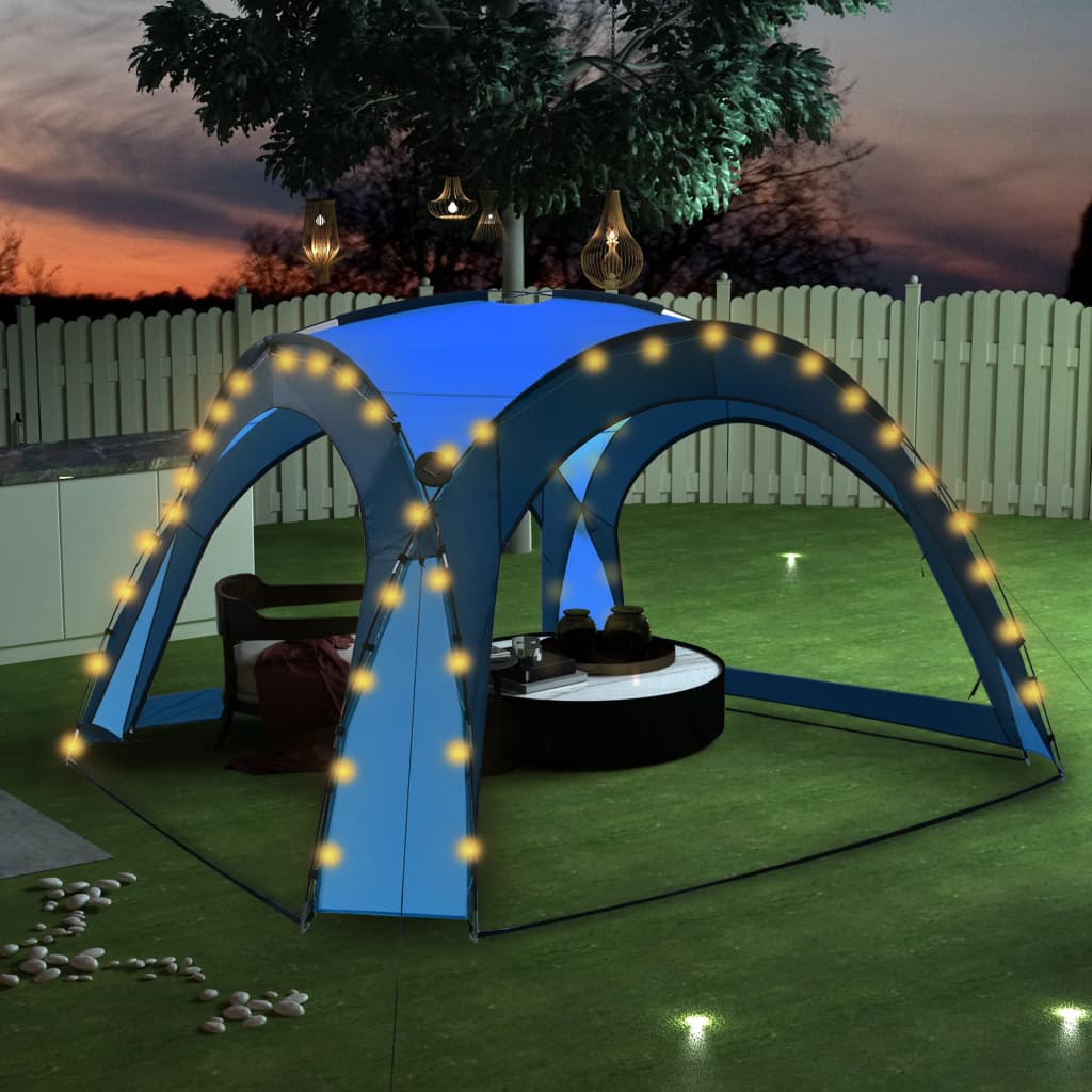 Poza vidaXL Cort petrecere cu LED & 4 pereti laterali albastru 3,6x3,6x2,3m