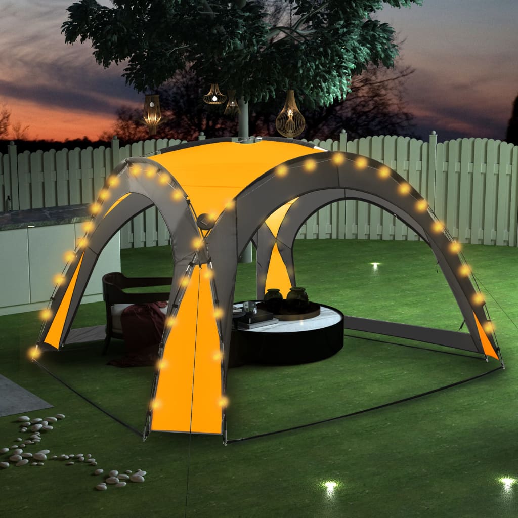 vidaXL Cort petrecere cu LED 4 pereți laterali, galben, 3,6×3,6×2,3 m de la vidaxl imagine noua