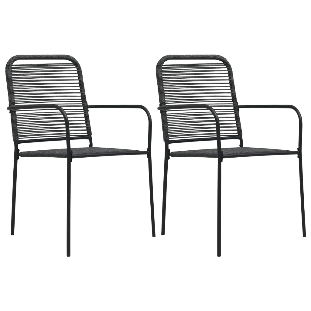 Photos - Garden Furniture VidaXL Patio Chairs 2 pcs Cotton Rope and Steel Black 