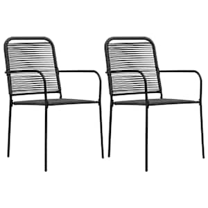 Vrtni stoli 2 kosa bombažna vrv in jeklo črne barve