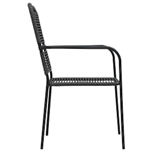 7dílný zahradní jídelní set bavlněné provázky a ocel černý - obrázek 7