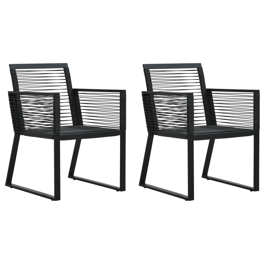 VidaXL Garden Chairs 2 Pcs Black PVC Rattan - Online Furniture Store In