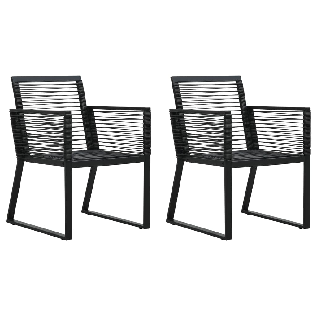 vidaXL Gartenstühle 2 Stk. Schwarz PVC Rattan