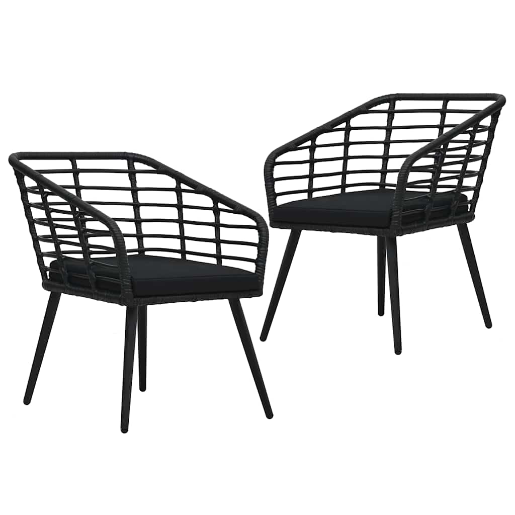 Rattan Dining Chair 2 Pcs Patio Wicker Chair with Cushions Poly Rattan vidaXL vi