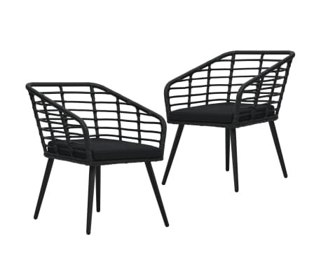 vidaXL Gartenstühle 2 Stk. mit Auflagen Poly Rattan Schwarz vidaXL Gartenstühle 2 Stk. mit Auflagen Poly Rattan Schwarz