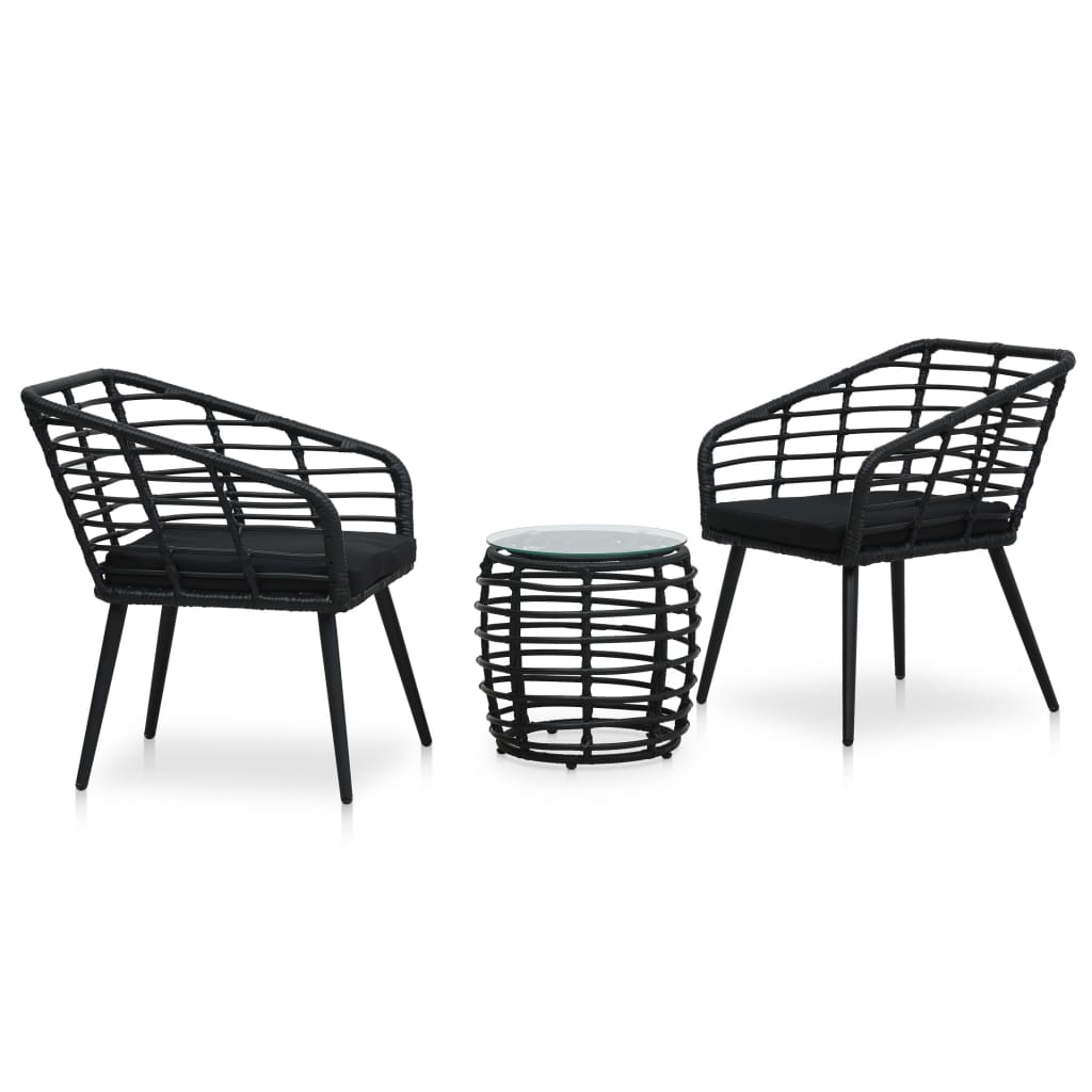 Thumbnail - vidaXL 3-tlg. Bistro-Set Poly Rattan Schwarz