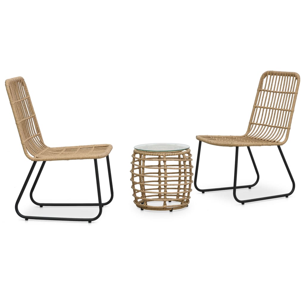 vidaXL 3-tlg. Bistro-Set Poly Rattan Eiche