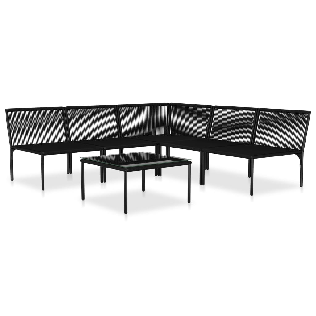 vidaXL 6-delige Loungeset met kussens PVC zwart afbeelding